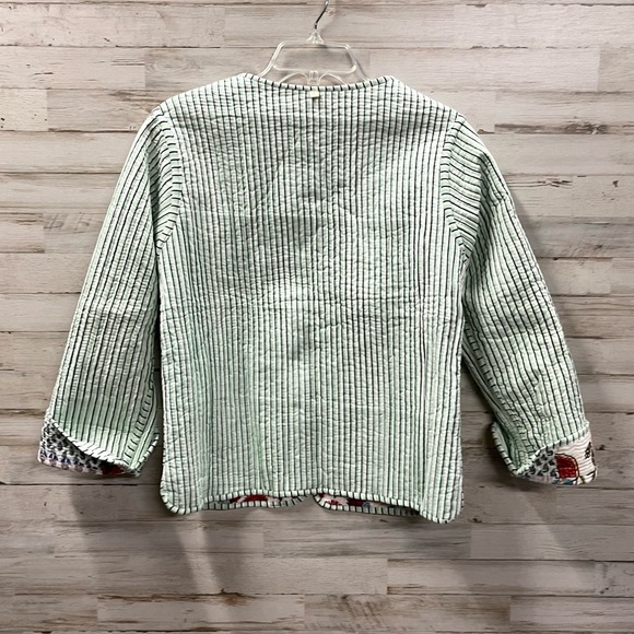 Handmade Boho Block Print Reversible Quilted Textured Patchwork Coat - Picture 8 of 9